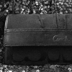 Black Coach Jacquard Checkbook Wallet